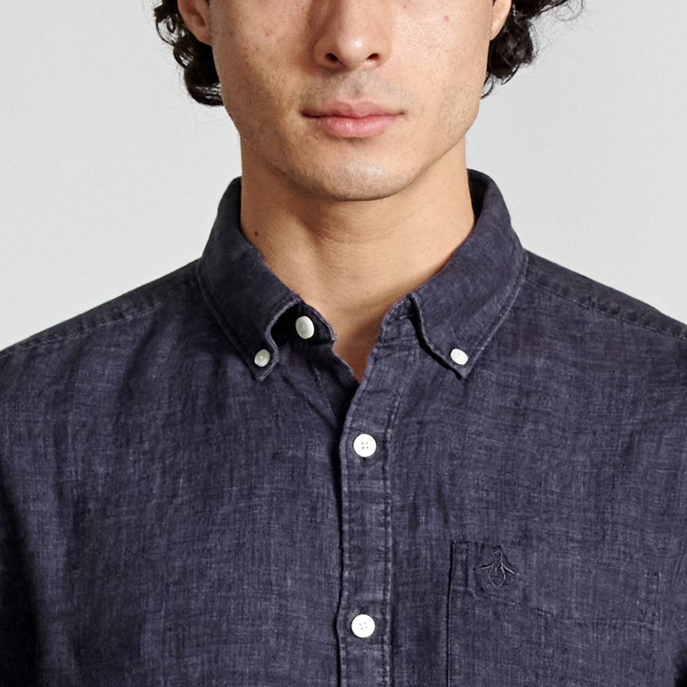 Camisa Manga Larga Lino Delave Con Bolsillo - Original Penguin México