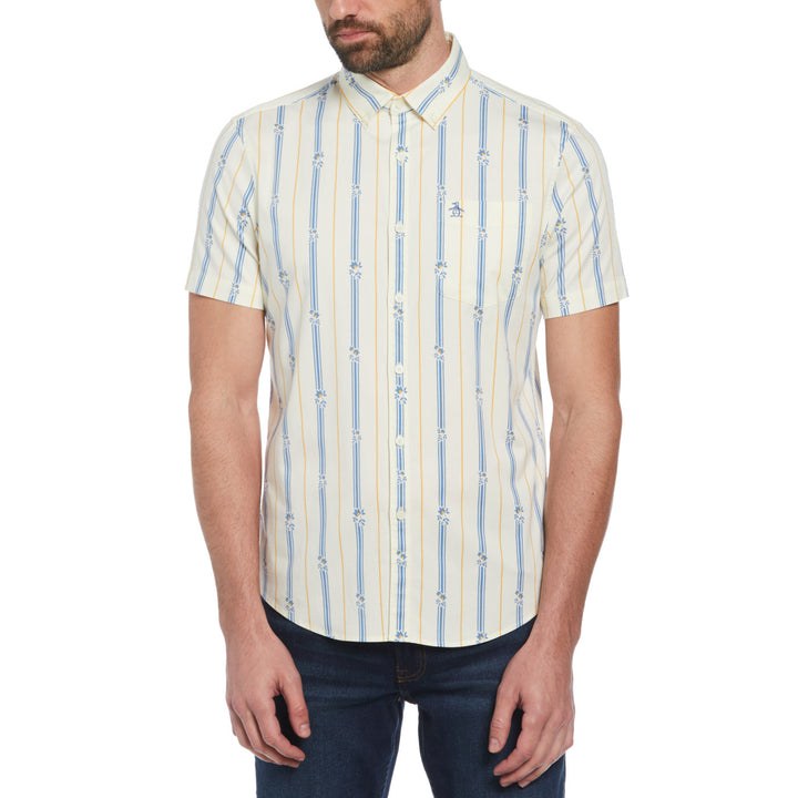 Camisa Manga Corta Eco Stretch Con Lineas Verticales