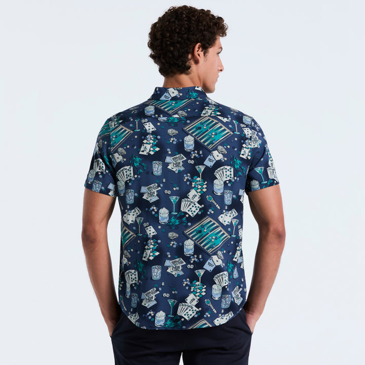 Camisa Manga Corta En Viscosa Full Print Poker