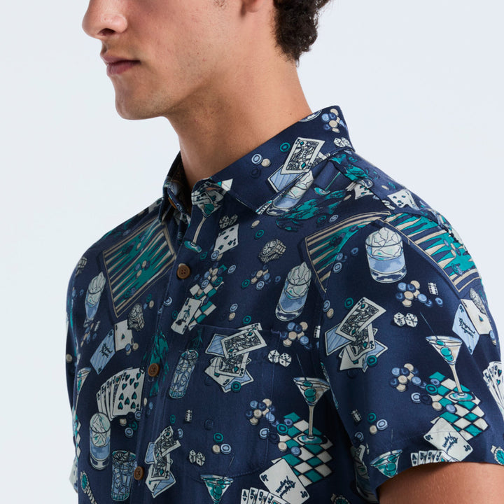 Camisa Manga Corta En Viscosa Full Print Poker