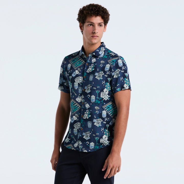 Camisa Manga Corta En Viscosa Full Print Poker