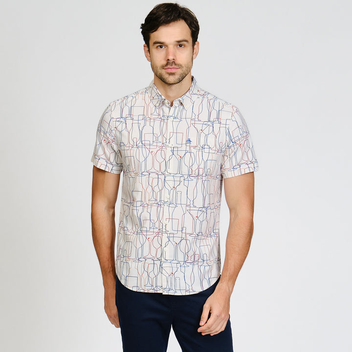Camisa Manga Corta Cambray Full Print Cocktail