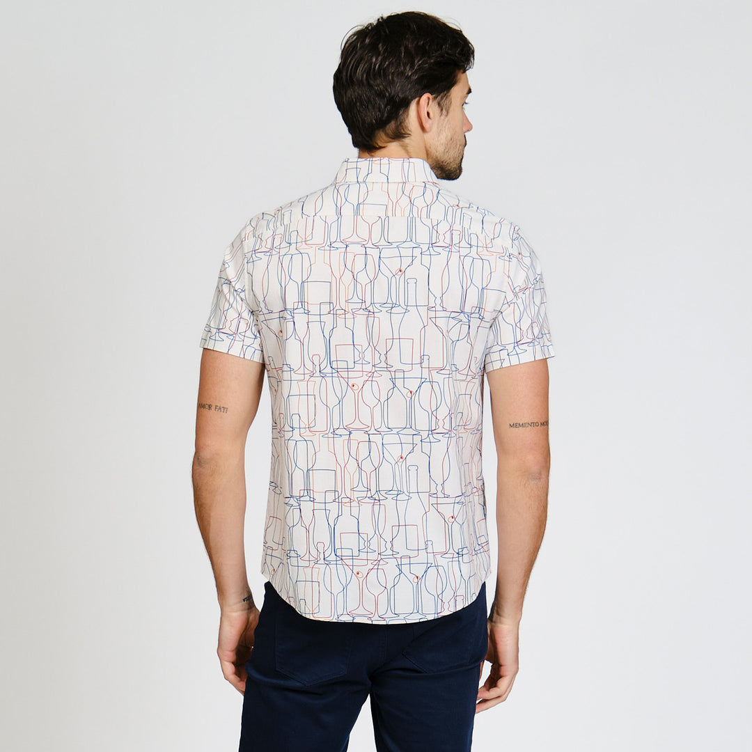 Camisa Manga Corta Cambray Full Print Cocktail