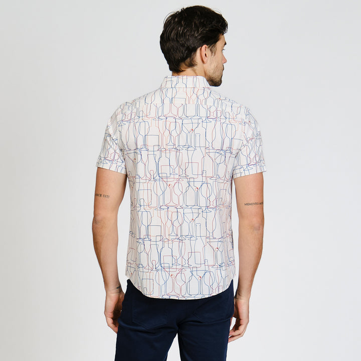 Camisa Manga Corta Cambray Full Print Cocktail
