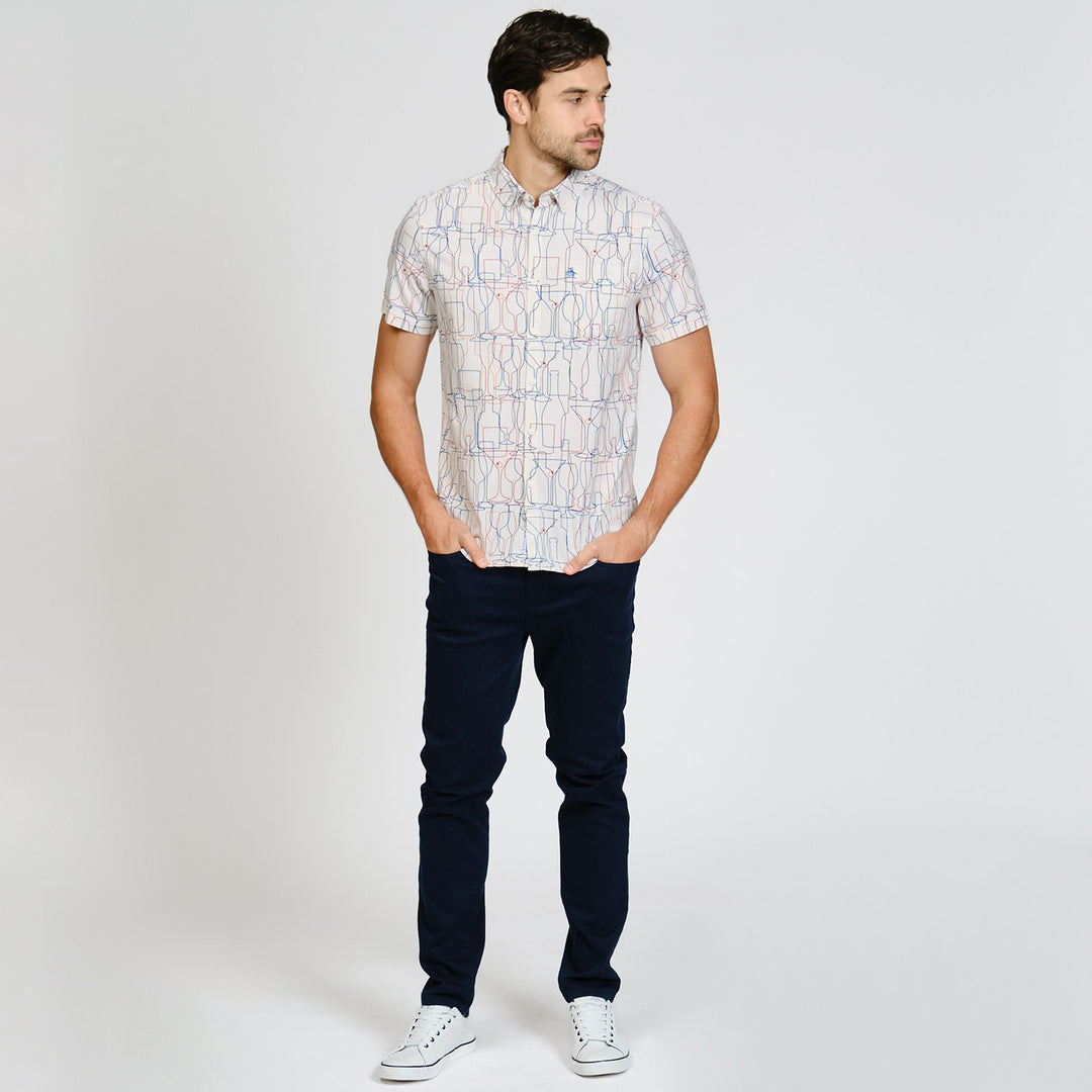 Camisa Manga Corta Cambray Full Print Cocktail