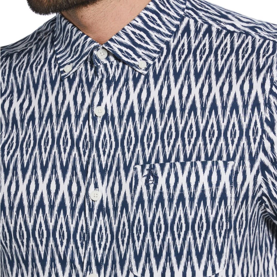 Camisa Manga Corta Con Estampado Geometrico