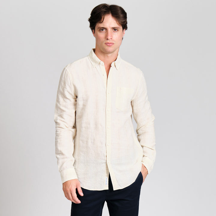Camisa Manga Larga De Algodón Con Lineas Verticales