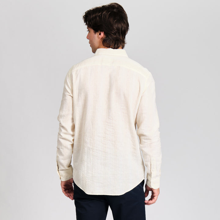 Camisa Manga Larga De Algodón Con Lineas Verticales