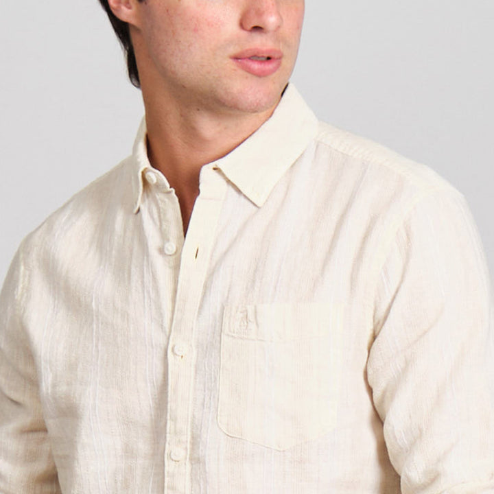 Camisa Manga Larga De Algodón Con Lineas Verticales