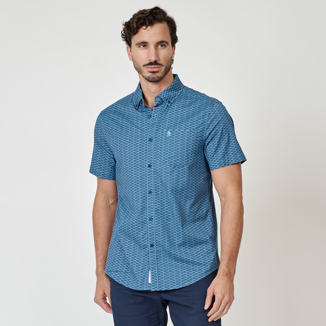 Camisa Manga Corta De Algodón Mini Geo