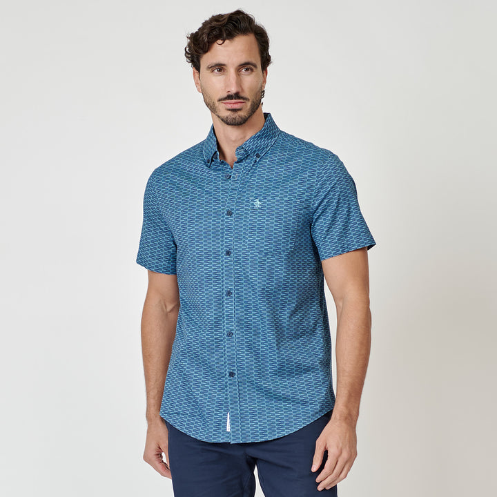 Camisa Manga Corta De Algodón Mini Geo