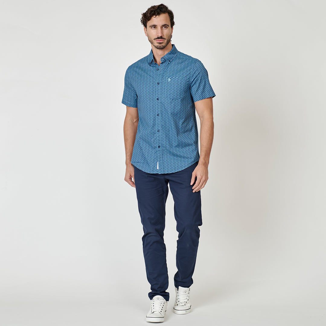 Camisa Manga Corta De Algodón Mini Geo