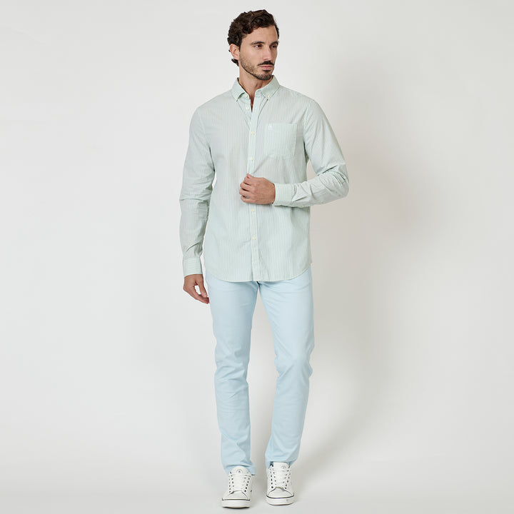 Camisa Manga Larga De Popelina A Rayas