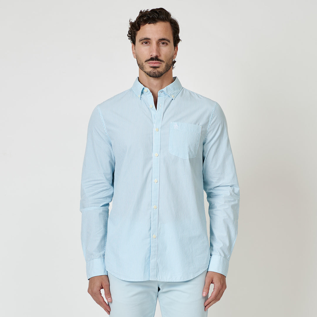 Camisa Manga Larga De Popelina A Rayas