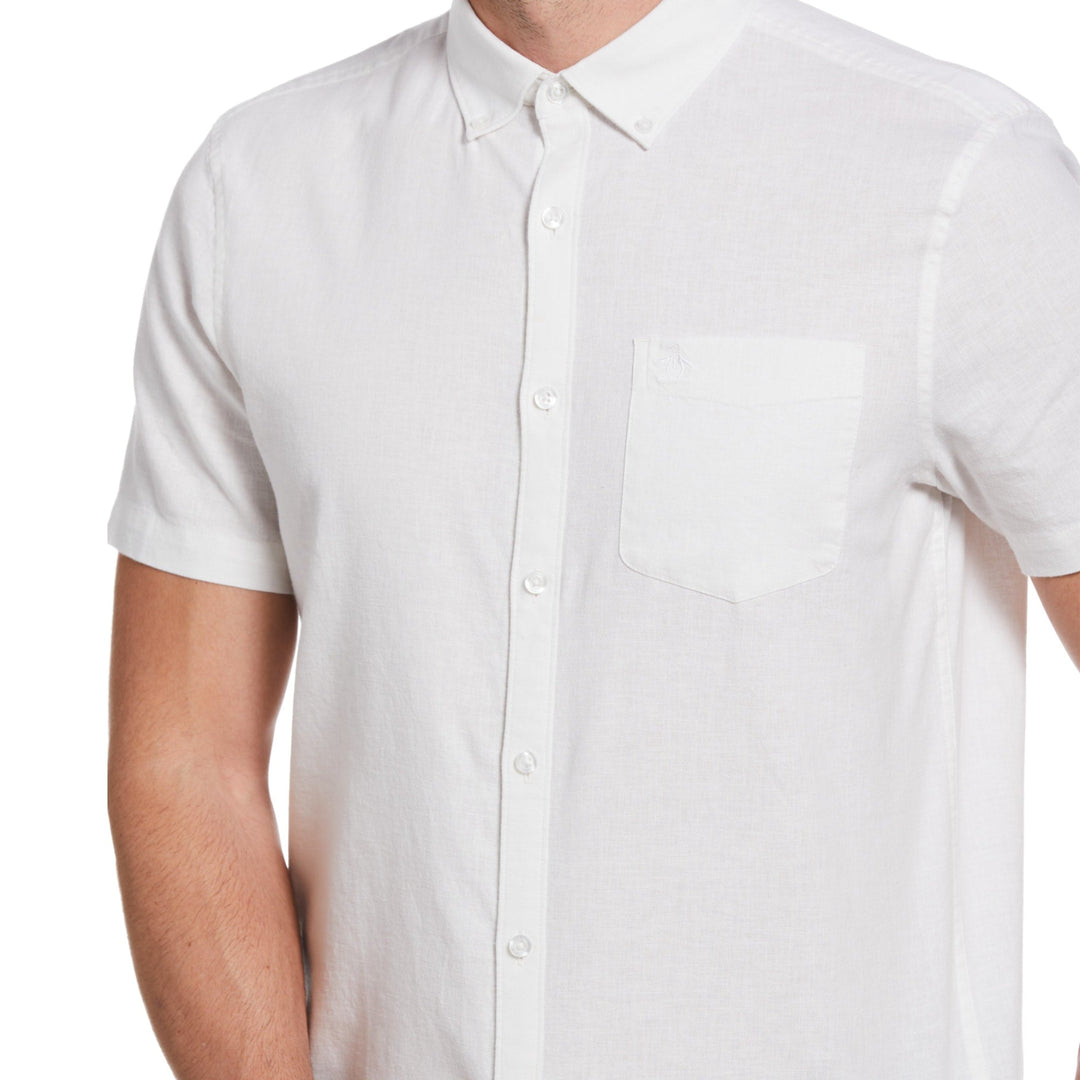 Camisa Manga Corta Solid Cotton Linen