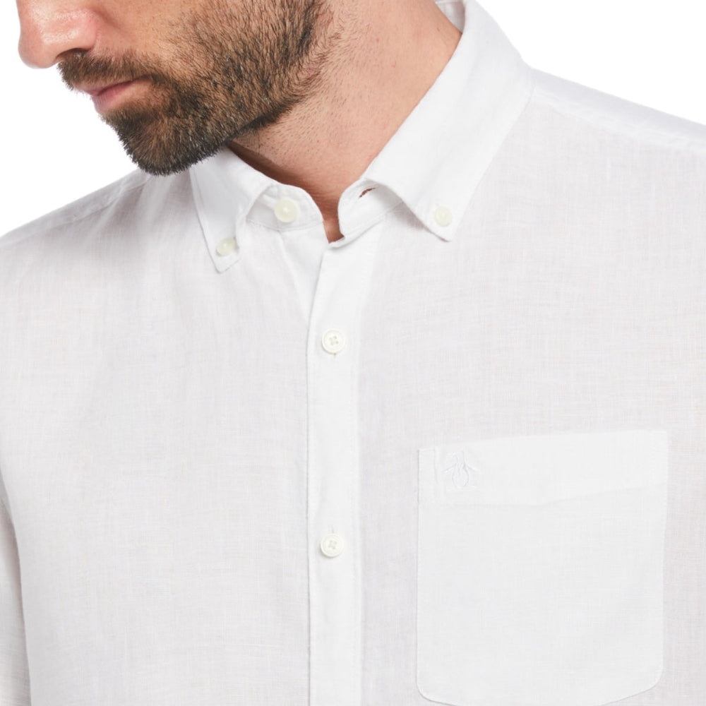 Camisa Manga Corta Lino Delave Con Bolsillo - Original Penguin México